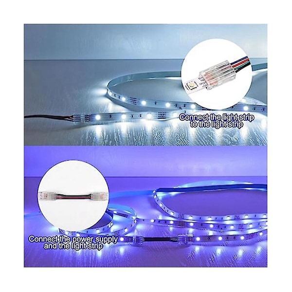 40 stk. RGB LED lysstrip-stik, 4-pin 10 mm loddefri til ledning hurtigstik, vandtæt adapter