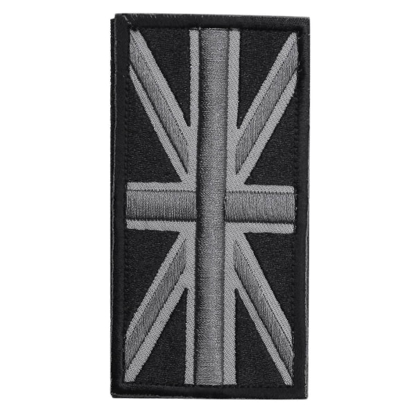 FASHIONAL Union Jack UK Flag Badge Patch Stick Back 10cm x 5cm NYFarve: Monokrom (sort/grå)