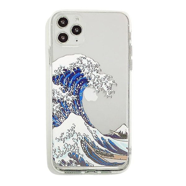 Yhteensopiva iPhone 12 Pro Max -kotelon kanssa, Selkeä Tokyo Wave -kuvioinen painatus tytöille ja naisille, läpinäkyvä TPU-puskuri, suojaava takakotelo Ipho:lle