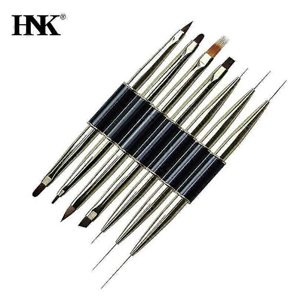 Dubbeländad Nagelkonst Ränder Linjer Liner DIY Målarpensel Flytande Pulver Akryl UV Gel Förlängning Byggare Fransk Ritpenna