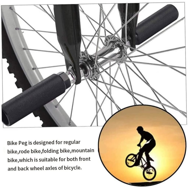 Polkupyörän takapoljin Pyörän Stunt-poljinpyörän tarvikkeet Universal takapoljin (musta) (2kpl)