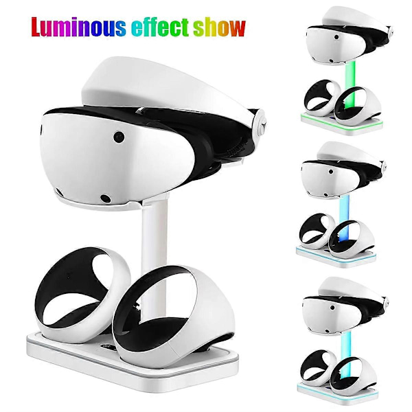 Ladestasjon for PS VR2 med RGB-lys, Vertikal Ladestativdokkingstøtte for PSVR2 Headset