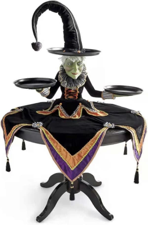 Halloween Hexe Desktop Server, Halloween Cupcake Hexe Display Stativ Hjem Decor, Hexe Resin Statue