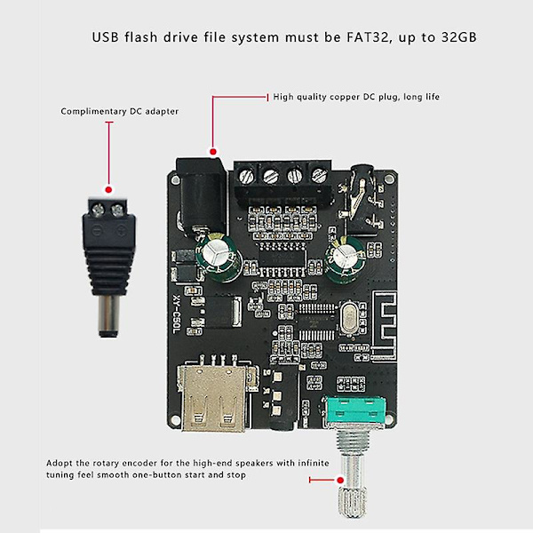 -c50l Bluetooth 5.0 Subwooferförstärkarkort Hög Effekt Audio Stereo Förstärkarkort 2x50w Bas Am