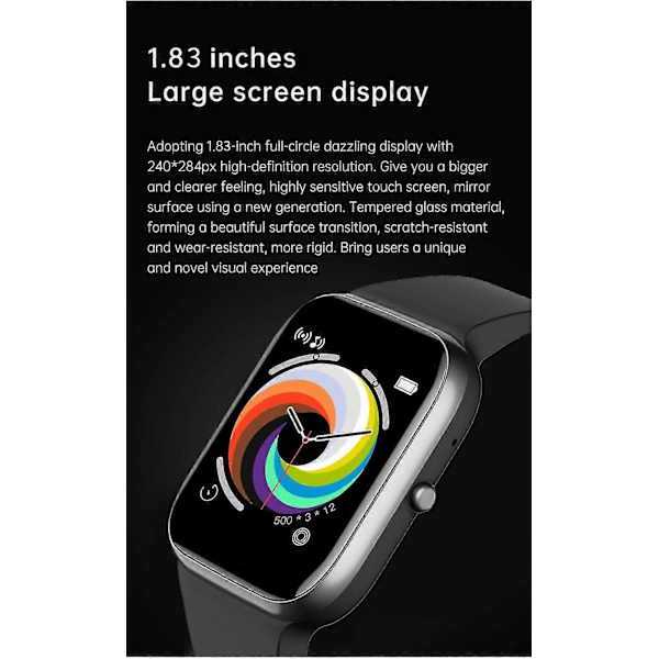 Smartwatch til mænd/kvinder, vandtæt smartwatch Bluetooth til iPhone Samsung