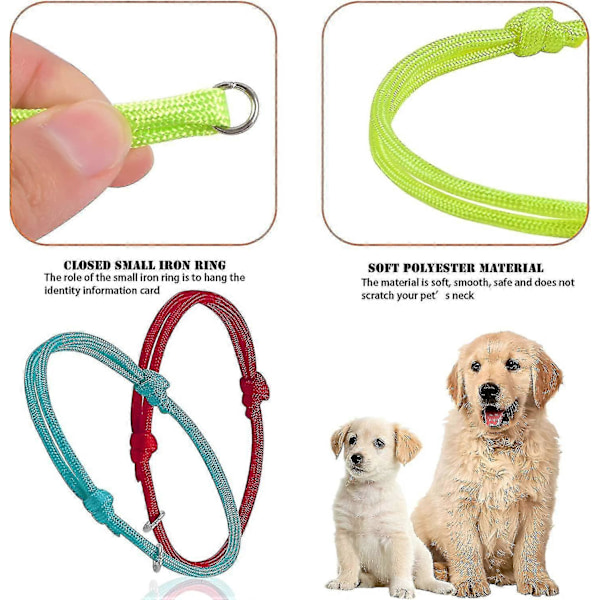 12-pack Valphalsband för Nyfödda, Valpidentifieringshalsband, Justerbart Valp- och Katthalsband för Identifiering av Husdjur (12 Färger 6,5-10,5cm) J