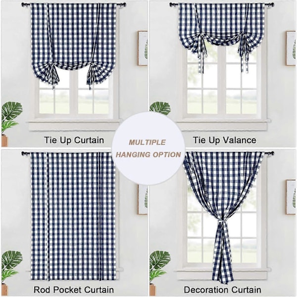 Køkkengardin Romersk Rullegardin Plaid Semi-Sheer Disc Gardiner Landstil Bistro Gardin
