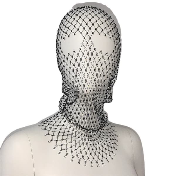 Tilbehør rhinestone elastisk mesh hætte hovedtørklæde ferie karneval diamantmaske til kvinder