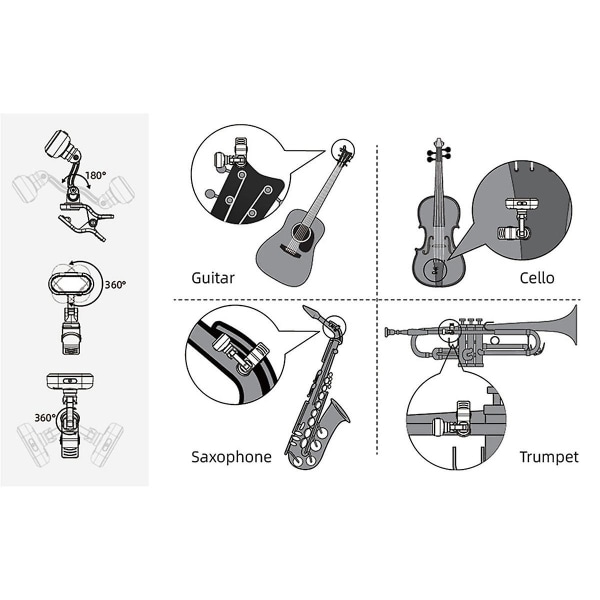 At-800 Guitar Tuner Clip-on Tuner Genopladelig Tempo Metronome Funktion Elektronisk Tuner til Guita