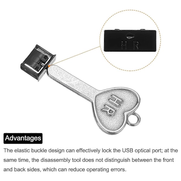 10 st Port Blocker Låsande USB-port/Dammskydd PC Blocker med Kodad Nyckel, Svart Svart