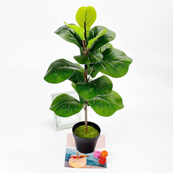 Kunstige planter Fiddle Leaf Fig Faux Ficus Lyrata træ falske grønne buske grønt til have Porc (haoyi