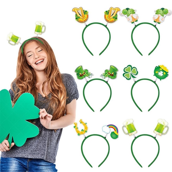 6 st. Patricks Day Hårband Dekoration För Barn Vuxen Söt Dvärg Hårtillbehör Kostym Rekvisita Fest D