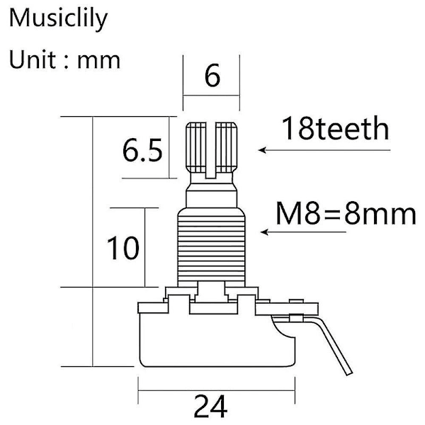 Shaft Full Metric Sized Control Pots A500k Audio Taper Potentiometers Pot For Elektrisk Gitar Bass