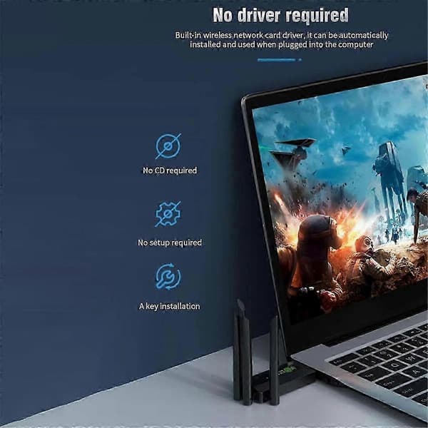 1200Mbps Dobbelt Bånd USB3.0 Wifi Adapter 2.4GHz 5GHz WiFi Adapter med 4 Antenner PC Mini Computer Net