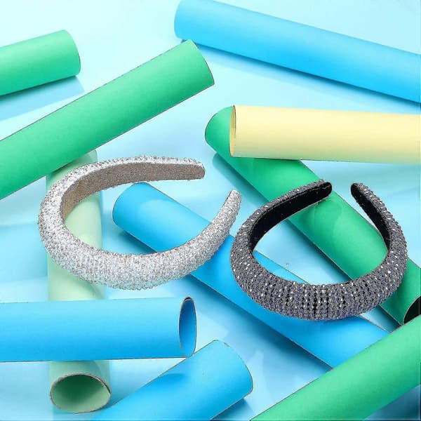 Hårband Kristallpärlbroderat Vadderat Glas Strass Håraccessoar 2 st