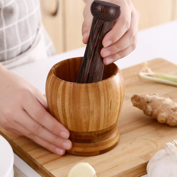 Trämörtel för örter, potatisstöt för grönsaksjäsning, surkålsstöt, kryddor, 18 cm