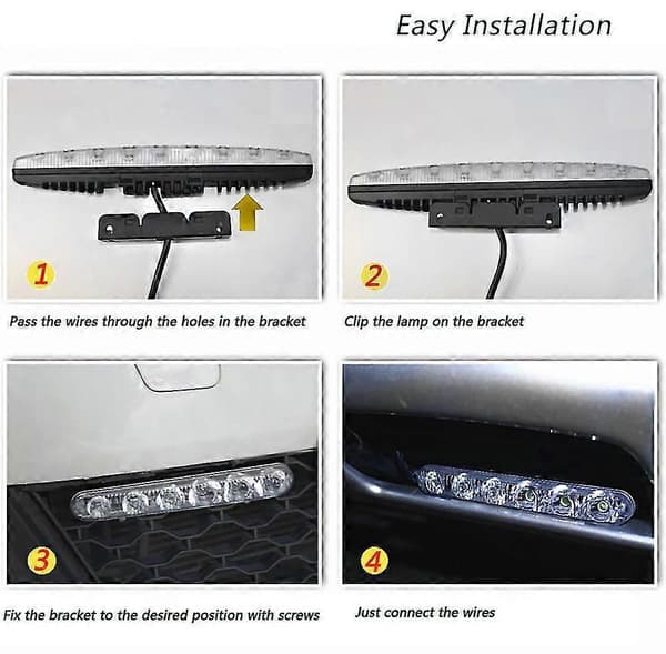 2 st Bil Auto Varselljus Dagsljus Bil Styling Lampa 6LED Vattentät