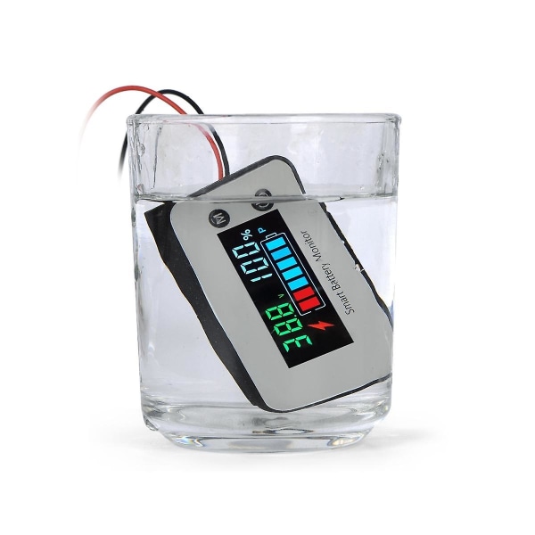 Ipx7 vanntett batterimonitor 7-100v batterikapasitetsmåler med summeralarmtemperatur