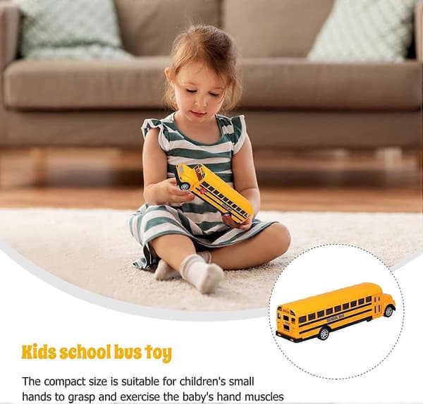 KATEA 1:24 Legering Gul Skolebus Lang Træk Tilbage Musik Lys Børns Legetøjsbil Skolebus Model Legetøj Støbt Køretøjer Gul Bus Legering Træk Tilbage Mod