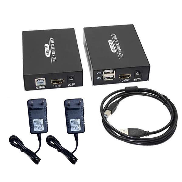 60M -Kompatibel KVM Extender -Kompatibel USB KVM Ethernet Extender Sender Modtager EU Stik