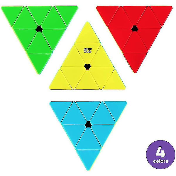 Qiming Pyramid Speed Cube No Sticker Triangle Cube 3x3 Puzzle