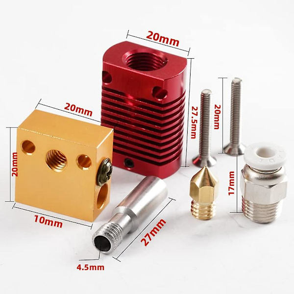 Cr10 Metall Hotend Kit 24v 40w Med Bowden-Rør For 3 V2 Cr10 Cr10s 3D-Skriver Med Heatbloc