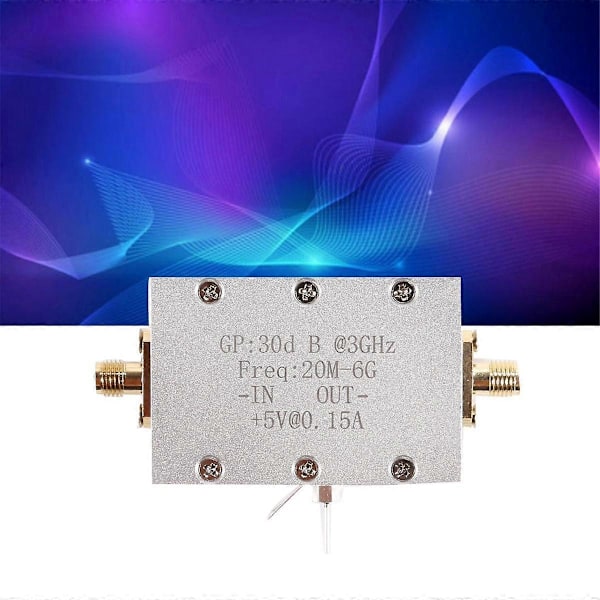 Forsterkermodul 20M-6G Bredbånds RF Lavstøyforsterker Høy Forstørrelse 30dB LNA Mikrobølgeforsterkningsmottaker Modul