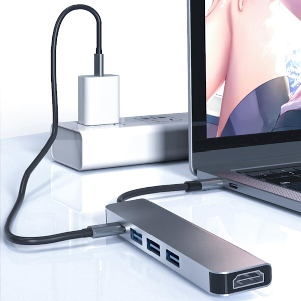 5-i-1 4K Højhastighed Type-C til HDMI-kompatibel Hub USB 3.0 Adapter til Computer