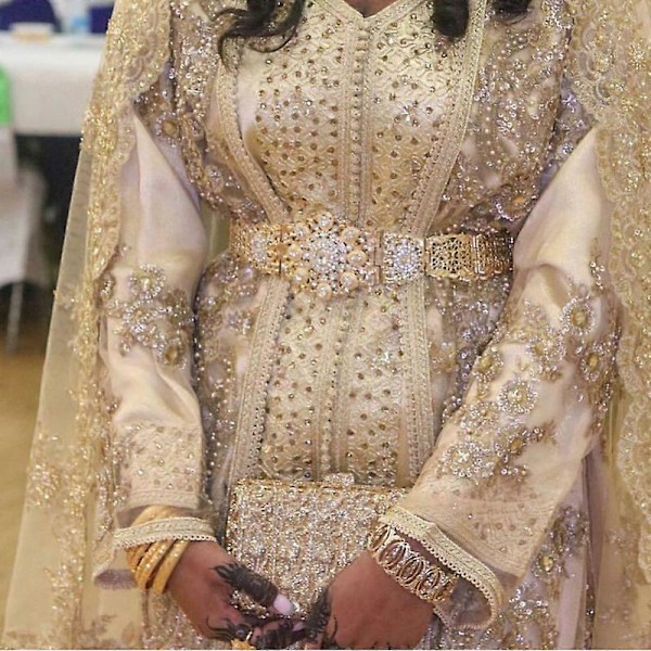 Elegant Marockansk Kaftan Bälte Guld Färg