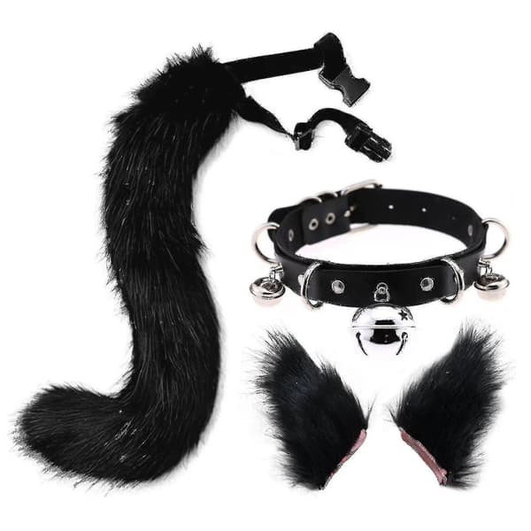 Hårklipp Cocker Tail Dyrselement Justerbar Kunstig Pels Solid Ulvehale Ører Halsbånd For _c_x