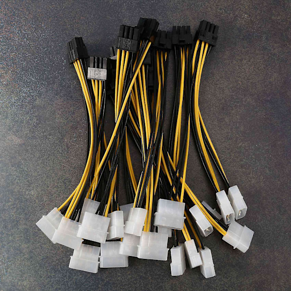 20 stk. 2 Molex 4-pins til 8-pins PCI Express Grafikkort PCI-e ATX PSU Strømkonverteringskabel - Molex til PC