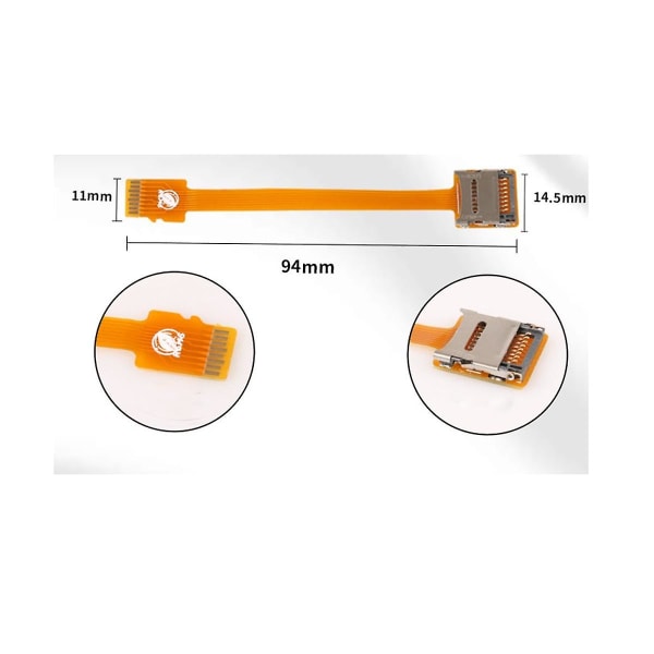-sd / Tf Minneskort Kit Han till Hona Förlängningskabel Mjuk Ribon Flat Fpc Kabel Förlängare 10cm