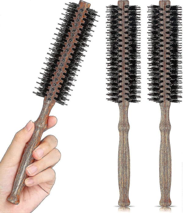 3 styck små stylingborstar för kort hår, liten rund borste för lugg, 8