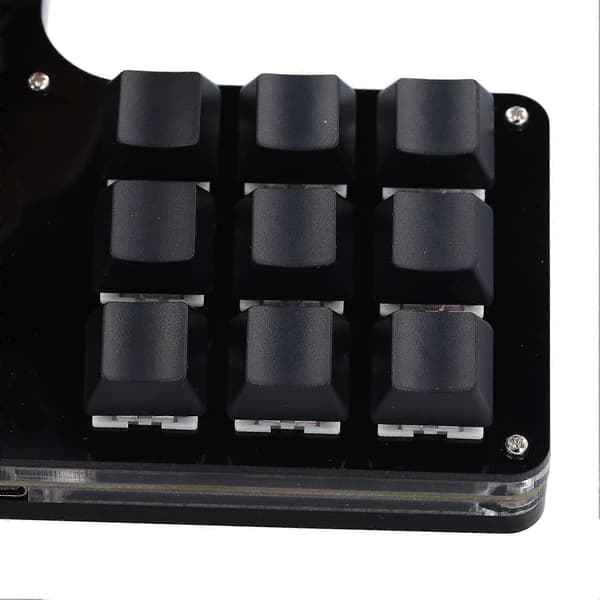 Mini Gaming Keypad 12 Taster 2 Knapper Blå Kontakt Sort Farve Programmering Makro Keypad med RGB Lys til Industri