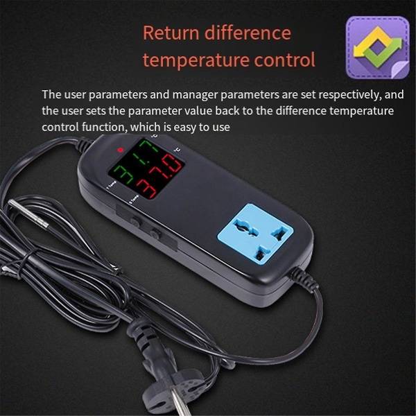 Digital temperaturregulator indbygget udtag 2200w 220v 10a termostatkontroller til reptilfre