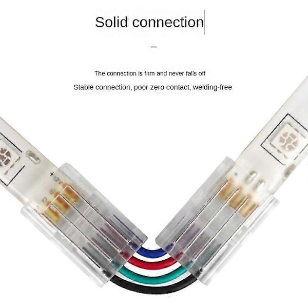 10 st Ljusramp Kontakt L Form 4-Pin LED Kontakter Färgglada Lampor med 90 Hörnlödslösa Kontakter för 5050 RGB LED Strip