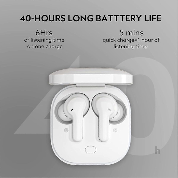 Trådlösa Hörlurar, QCY T13 Headset Bluetooth 5.1 med Mikrofon Touch Control, 40 Timmars Spela Tid