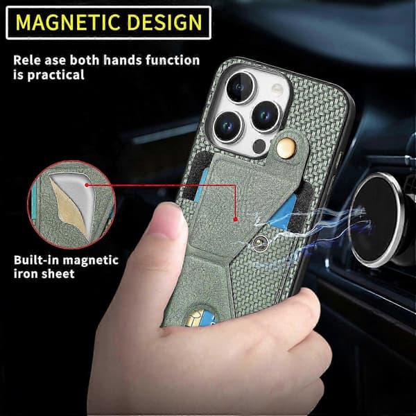 For iPhone 16 Pro Deksel K-Formet Støtte Lær+PC+TPU Telefondeksel -