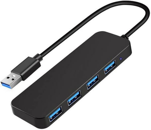 4-ports USB 3.0 Hub-udvider til bærbar computer, sort