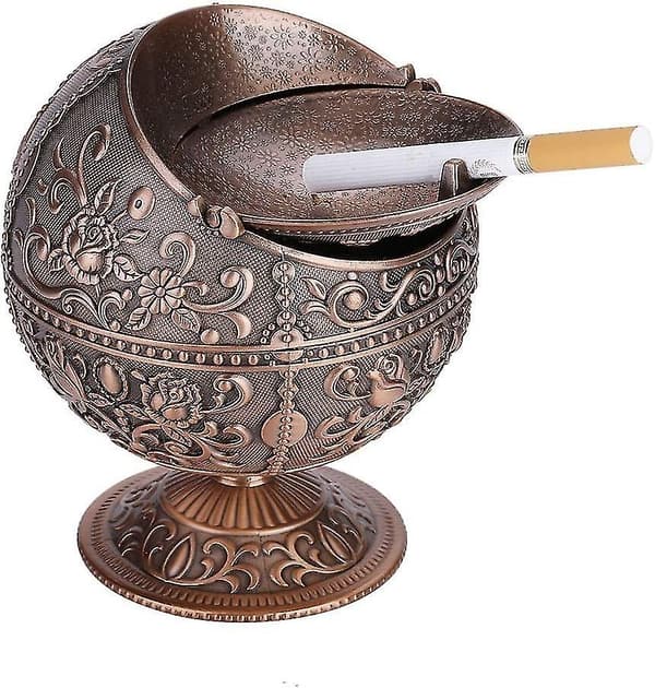 Askkopp i krommetall med lock - Askkopp för utomhus- och inomhusbruk