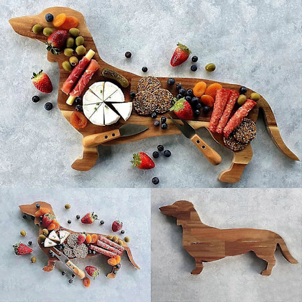 15,7 tommer Dachshund Hund Middagstallerken Skjærebrett, Tre Skjærebrett Dachshund Praktisk Matbrett