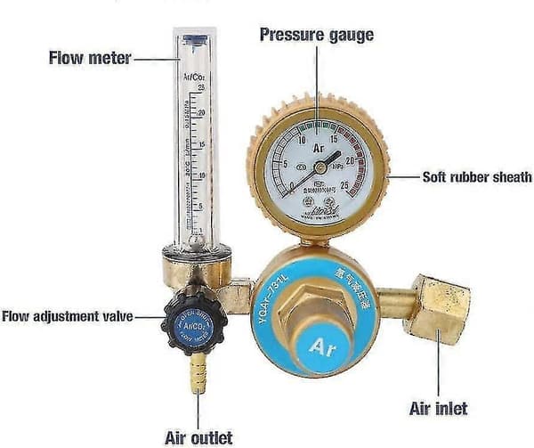 Argon CO2 Flow Meter Regulator, Tryk Måler 0~25mpa, Universal Argon CO2 Svejseregulering Trykreducer