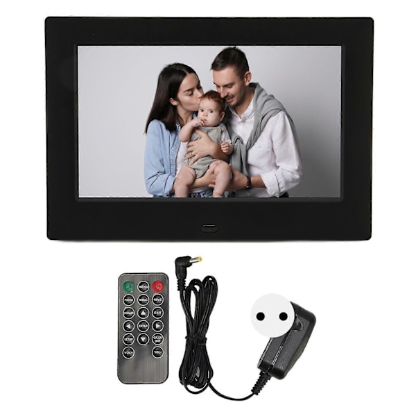7 Tommers Digital Fotoramme HD 1080P Digital Bilderamme Fotoalbum med Klokke og Kalenderfunksjon 100?240V EU Plugg