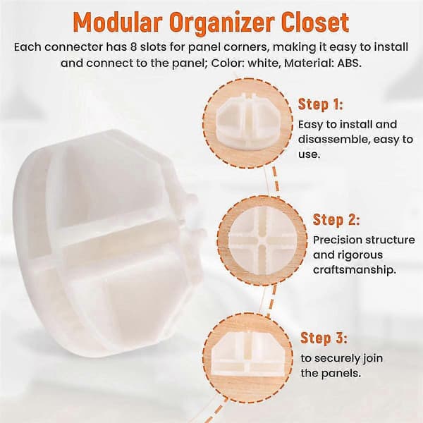 20 stk. Grid Cube Connector Abs-koblinger for trådkube-oppbevaringshyller (hvit)-God