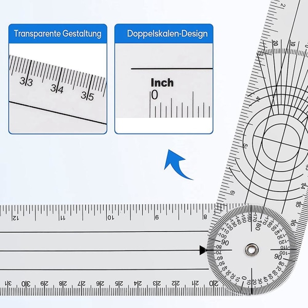 4 stk. Goniometer Fysioterapi 360 Graders Rotation Vinkelmåler Fysioterapi PVC til Fysioterapeuter