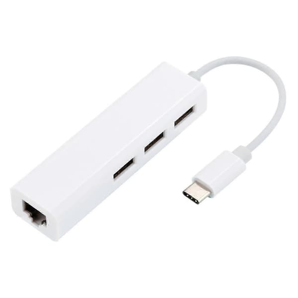 USB-C Hub Bærbar Høy Hastighet Driverfri Type-C til USB 2.0/RJ45 Ethernet Kort Dokkingstasjon for Datamaskin
