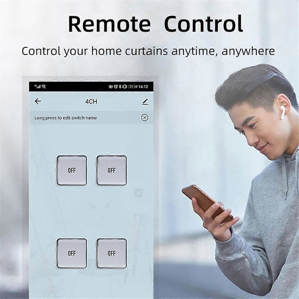 Älykäs WiFi-relekytkinmoduulisarja, Inching Self-Locking Interlocking -moduuli 1-tie AC85-250V kotelolla ja kaukosäätimellä