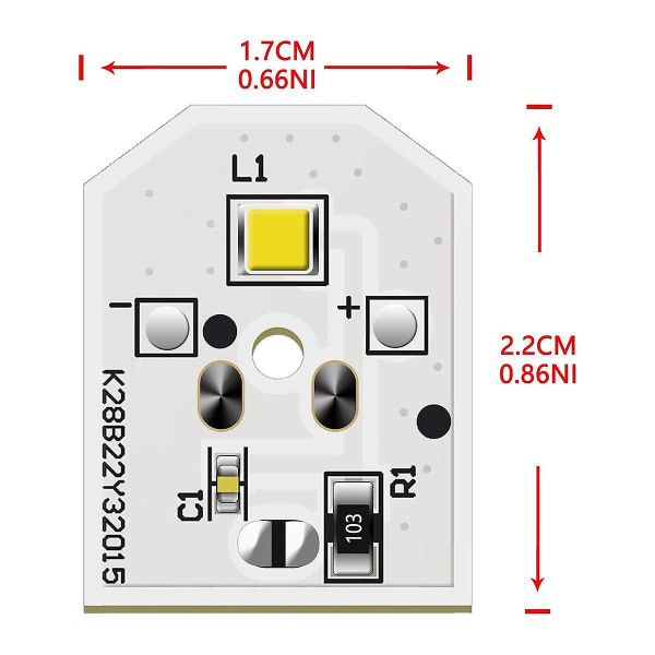 1 st LED-lampa för kylskåp Wr55x11132 Wr55x25754, ersätter Wr55x30602, utan lock, endast LED-kretskort