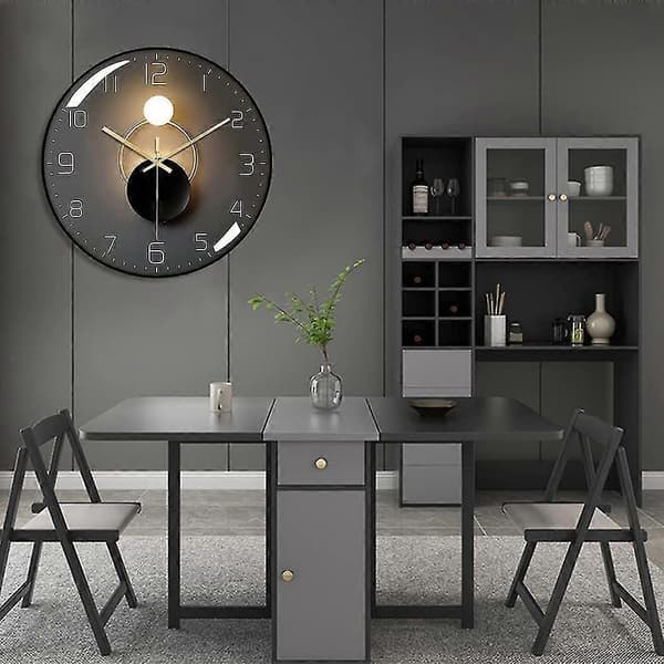 Modern Tyst Väggklocka, 30cm Diameter Väggpendel, Rund Digital Kvarts Väggklocka, Lämplig För Vardagsrum, Arbetsrum, Sovrum, Kök (svart)