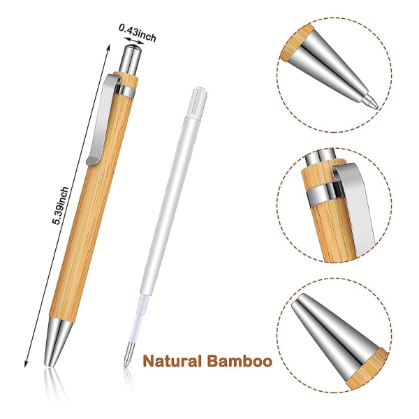 15 kpl bambu kuulakärkikynä, musta muste 1 mm toimistotuotteet kynät bambu kuulakärkikynä puiset kuulakärkikynät